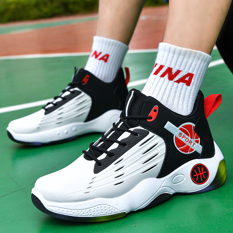 Cross border plus size men's basketball shoes, fashionable sports and casual sole leather, 2025 new youth running shoes wholesale
