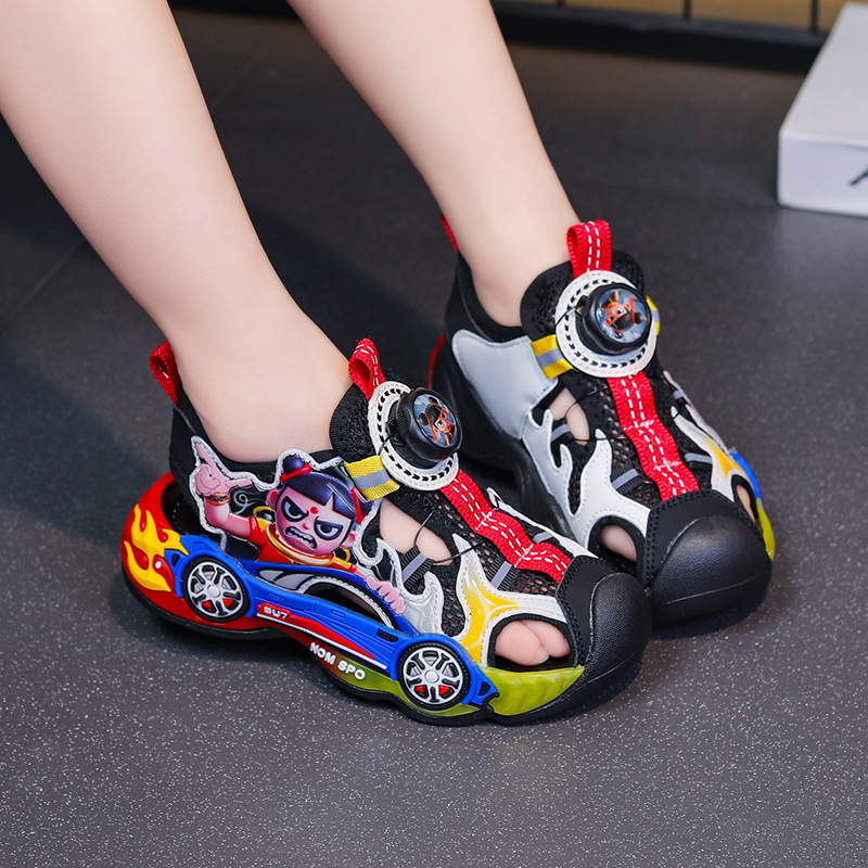 Trendy Nezha Boys' Sandals, Nezha Explosion Light Wind Fire Wheel Rotating Buckle, Anti Kick Sports Sandals Manufacturer Straight Hair Trendy Nezha Boys' Sandals, Nezha Explosion Light Wind Fire Wheel Rotating Buckle, Anti Kick Sports Sandals Manufacturer Straight Hair