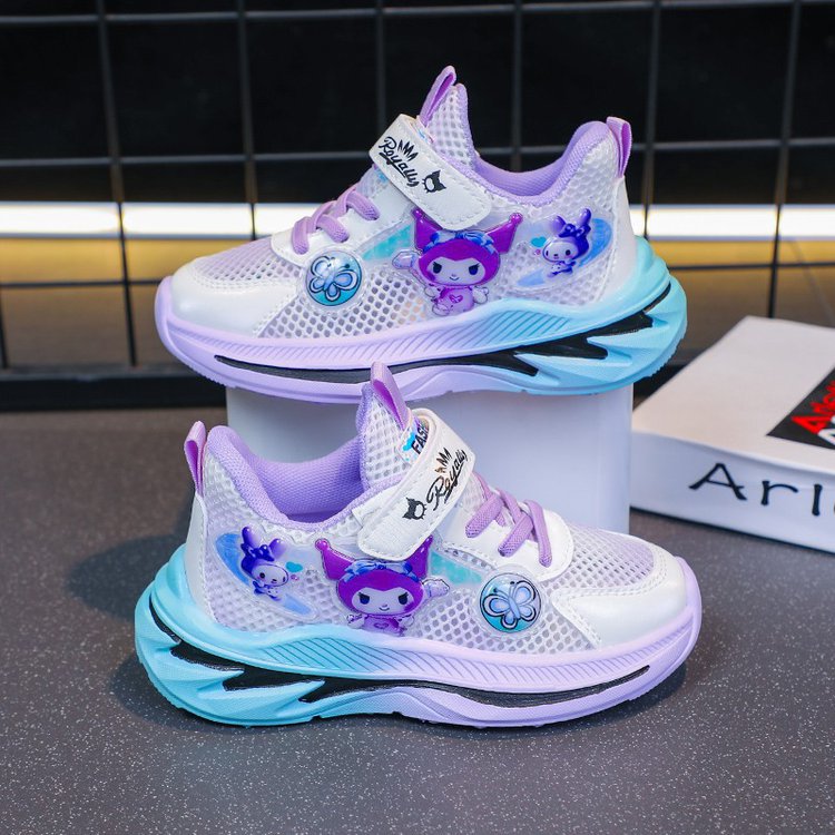 New Kuromi 2025 mesh breathable children's sports shoes for small and medium-sized children, thin and fashionable versatile running shoes for girls