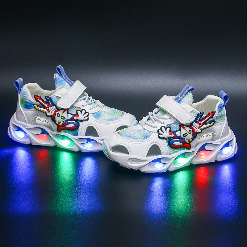 2023 Spring and Autumn New Boys' and Girls' Shoes with Lights, Breathable Mesh Surface, Non slip Soft soled Sandals for Primary School Students 2023 Spring and Autumn New Boys' and Girls' Shoes with Lights, Breathable Mesh Surface, Non slip Soft soled Sandals for Primary School Students