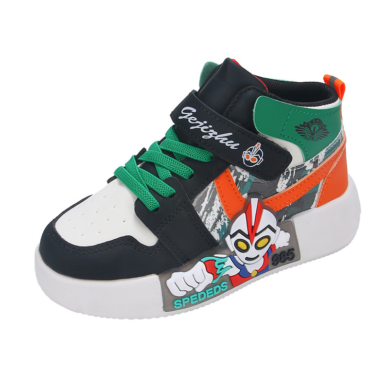 Children's board shoes 2024 Spring and Autumn new high top boys' sports shoes, solid soft soled running shoes for middle and large children, elementary school students Children's board shoes 2024 Spring and Autumn new high top boys' sports shoes, solid soft soled running shoes for middle and large children, elementary school students