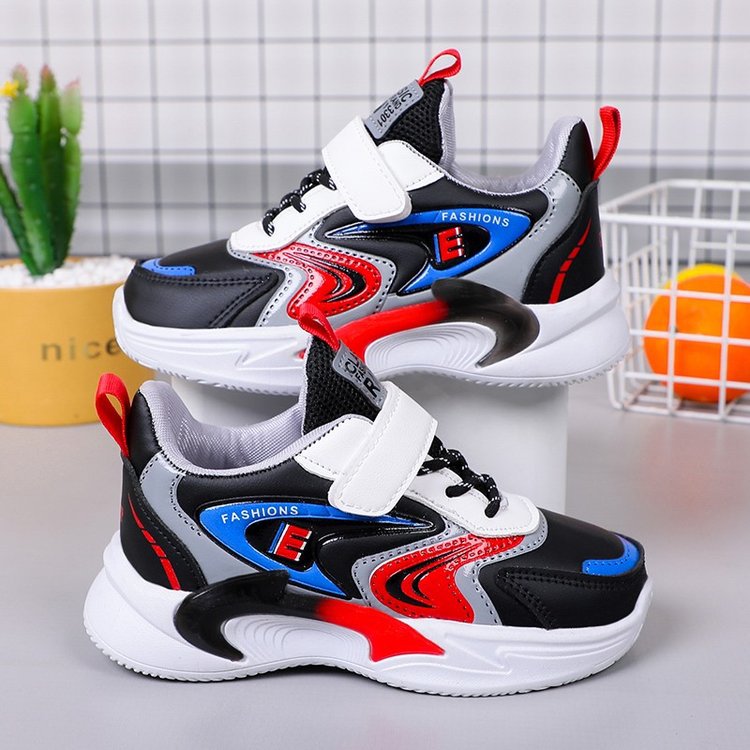Children's shoes 2023 autumn and winter new item boys' leather sports shoes solid soft sole running shoes small and medium-sized children's shoes