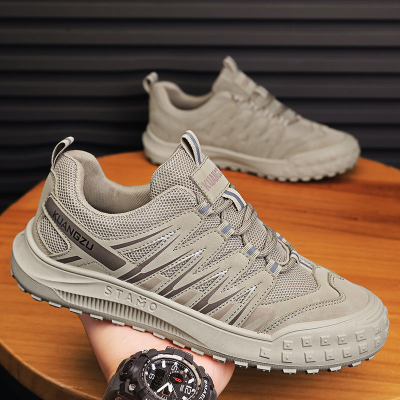 Spring Men's New Breathable Baotou Labor Protection Shoes Men's Trendy Versatile Anti slip Wear resistant Sports and Leisure Outdoor Shoes