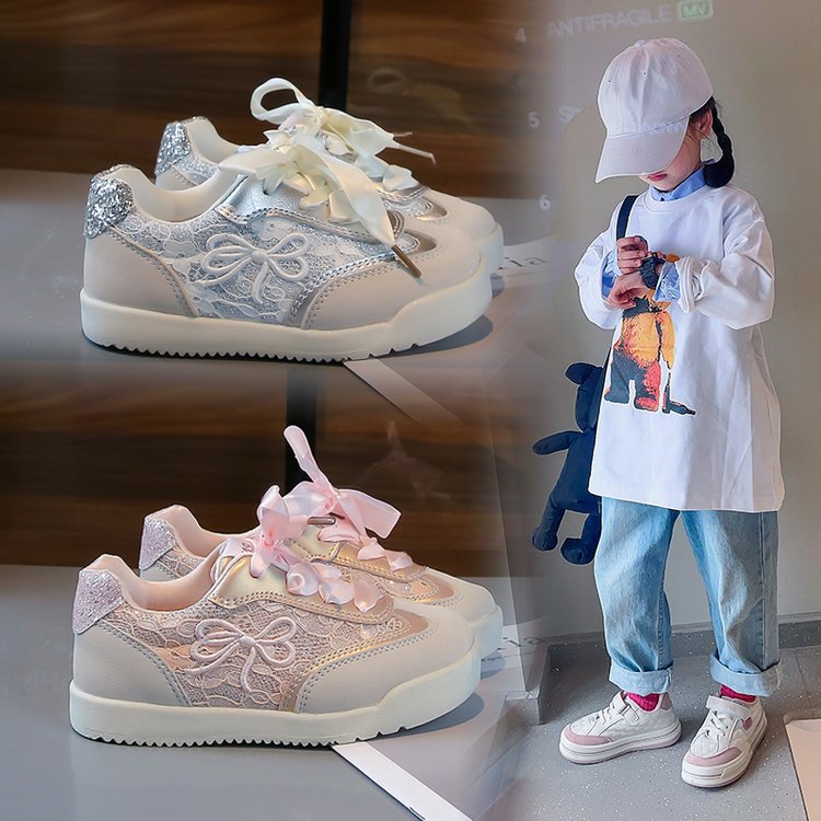 Children's board shoes for spring and autumn 2024, new girls' board shoes, medium and large children's ultra light girls' sports shoes, running shoes