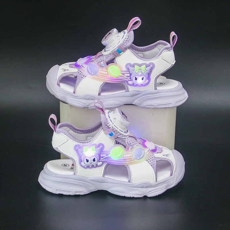 Light up Girls' Baotou Sandals 2024 New Rotating Buckle Girls' Sandals Girls' Baby Girls' Middle and Small Children's Sandals Light up Girls' Baotou Sandals 2024 New Rotating Buckle Girls' Sandals Girls' Baby Girls' Middle and Small Children's Sandals