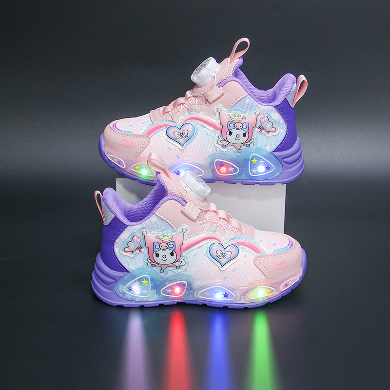 Bright up girls' sports shoes for autumn and winter 2024, new with plush insulation for girls' shoes, small and medium-sized girls' baby shoes