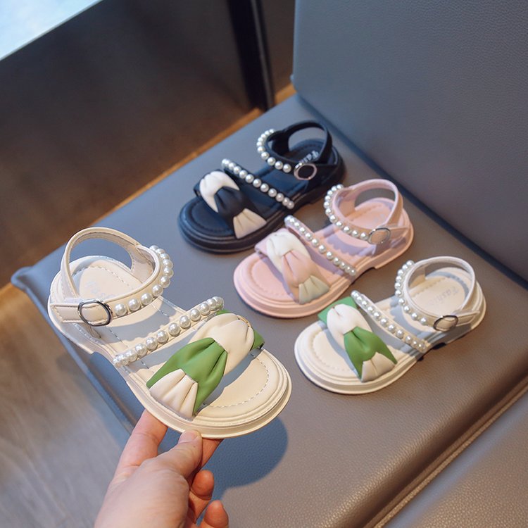 Girls' Sandals Summer New Collection Children's Pearl Shoes Versatile Fashion Princess Shoes Baby Girls' Beach Shoes