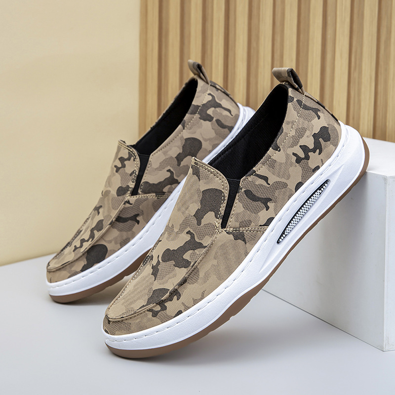 Cross border Spring New Camouflage Breathable Canvas Shoes Lightweight One Step Lazy Shoes Comfortable and Versatile Casual Men's Shoes