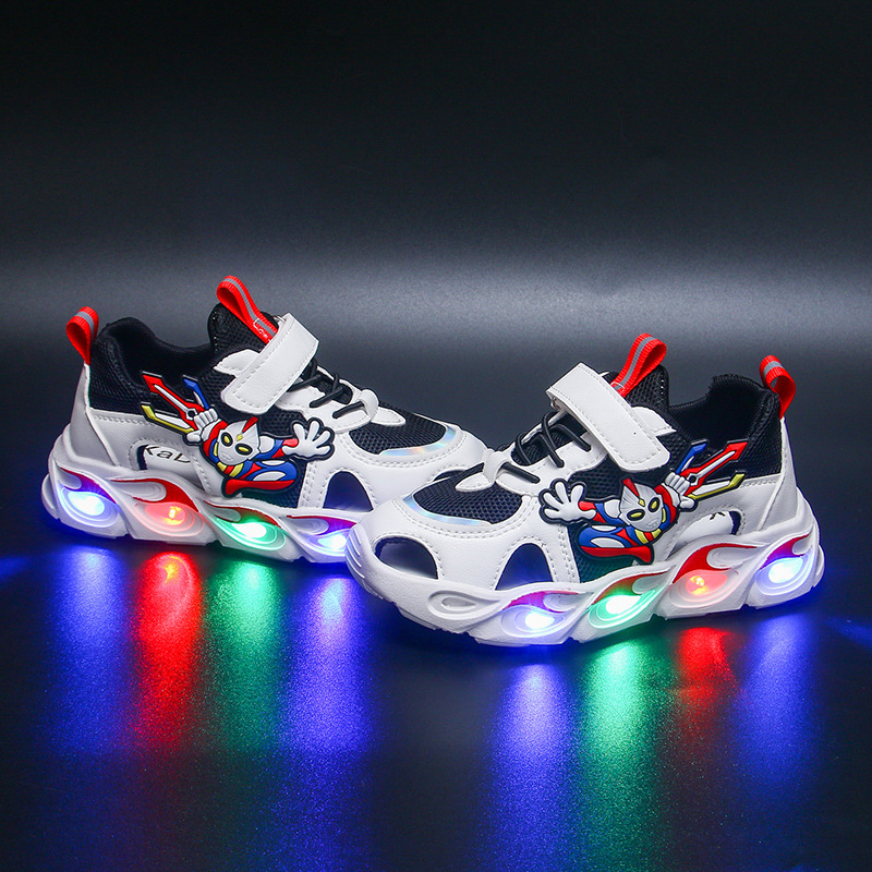 2023 Spring and Autumn New Boys' and Girls' Shoes with Lights, Breathable Mesh Surface, Non slip Soft soled Sandals for Primary School Students 2023 Spring and Autumn New Boys' and Girls' Shoes with Lights, Breathable Mesh Surface, Non slip Soft soled Sandals for Primary School Students