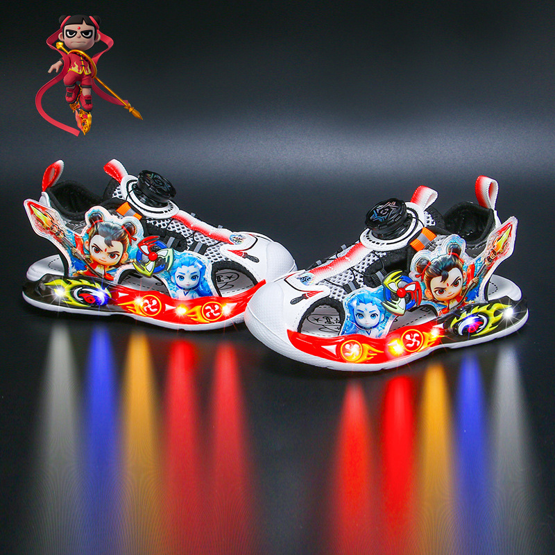 Nezha Children's Headline Sandals with Light 2025 Summer New Style Children's Beach Shoes Small and Medium Boys' Baby Sandals Nezha Children's Headline Sandals with Light 2025 Summer New Style Children's Beach Shoes Small and Medium Boys' Baby Sandals