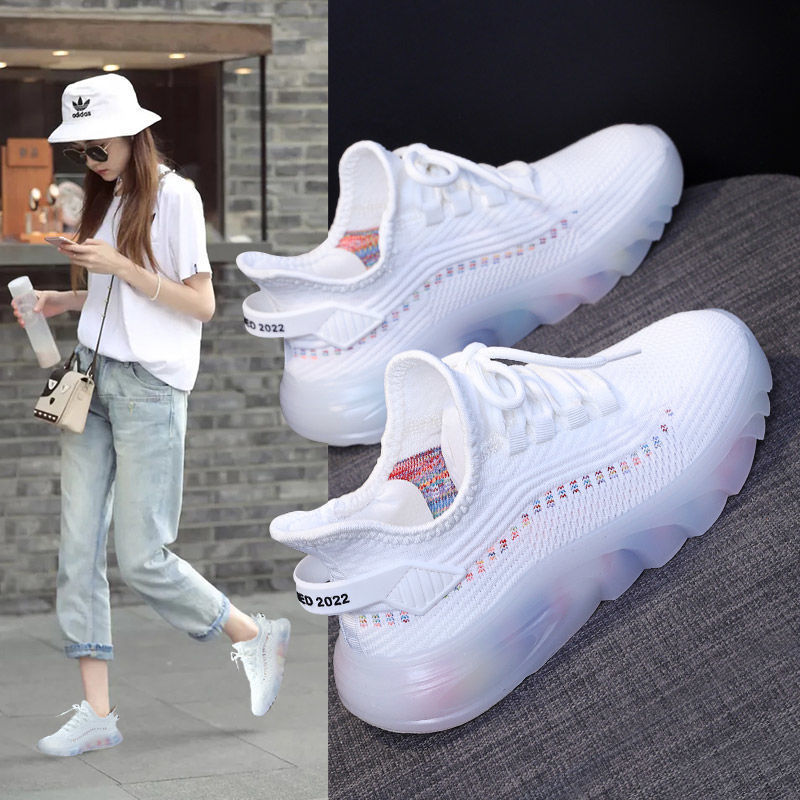 2024 New Breathable Casual Women's Shoes Jelly Bottom Coconut Shoes Student Running Shoes Women's Sports Shoes Wholesale