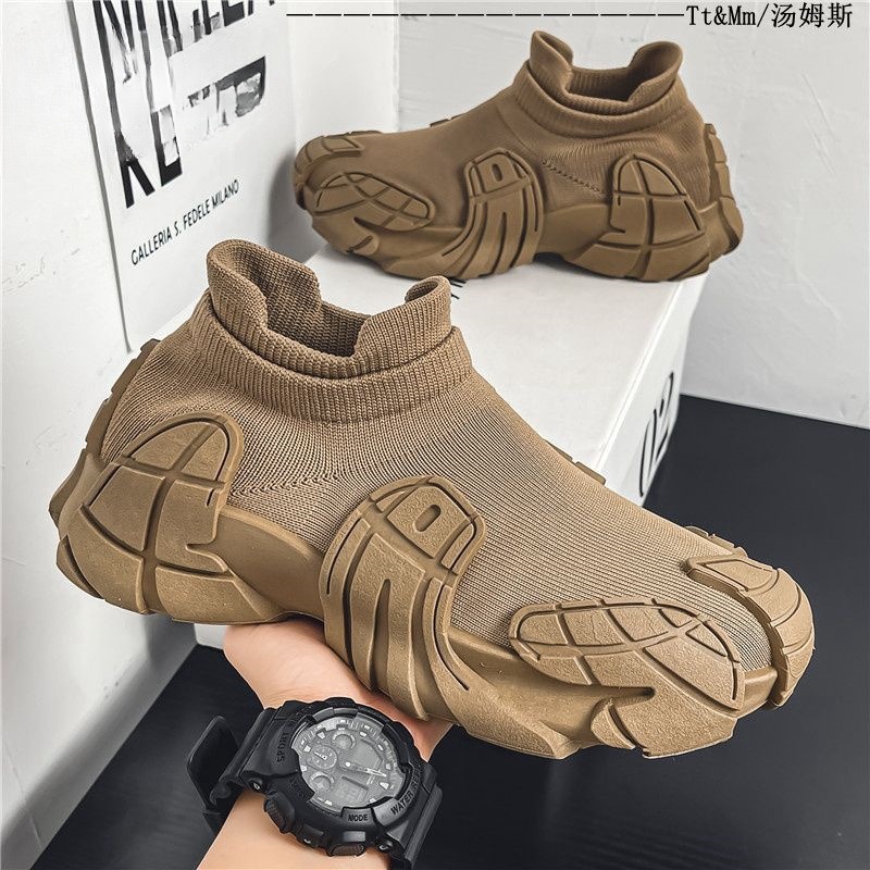 Socks men's shoes 2025 spring new casual soft soled sports shoes large size shoes men's foot on breathable dad shoes