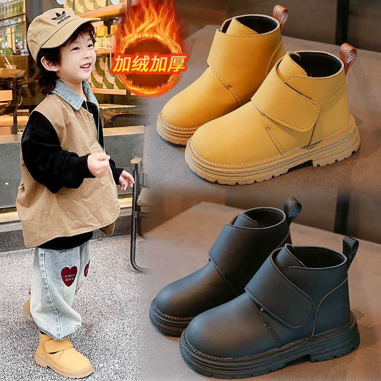 Children's snow boots 2024 new single boots for boys and girls, cotton boots with thickened insulation, waterproof cotton shoes for primary and secondary school students