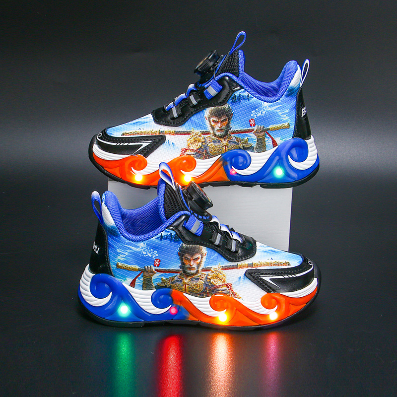 Bright Children's Sports Shoes 2024 Autumn/Winter New Waterproof Boys' Soft Bottom with Velvet for Warmth, Small and Medium sized Boys' Shoes