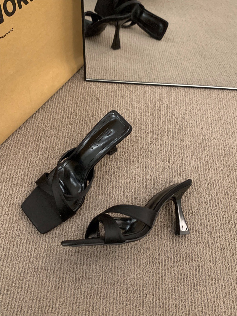 Niche French cross strap sandals, fairy shoes, 2024 new summer style, black high-heeled sandals for outerwear Niche French cross strap sandals, fairy shoes, 2024 new summer style, black high-heeled sandals for outerwear