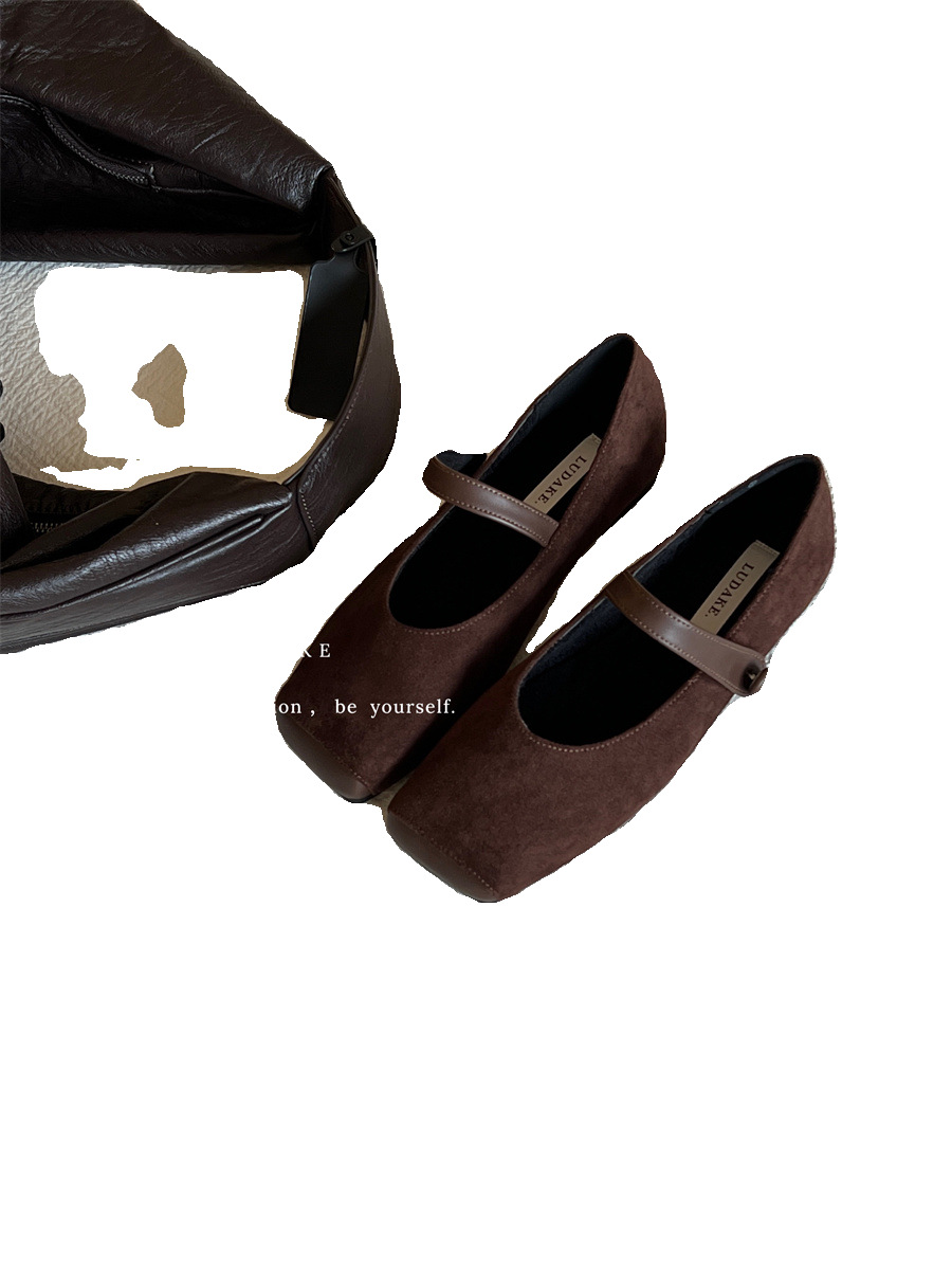 Fang Tou Mary Jane Shoes Women's Shoes 2023 Autumn/Winter New Collection Suede Strap Retro Matching Skirt with Velvet Single Shoes Fang Tou Mary Jane Shoes Women's Shoes 2023 Autumn/Winter New Collection Suede Strap Retro Matching Skirt with Velvet Single Shoes