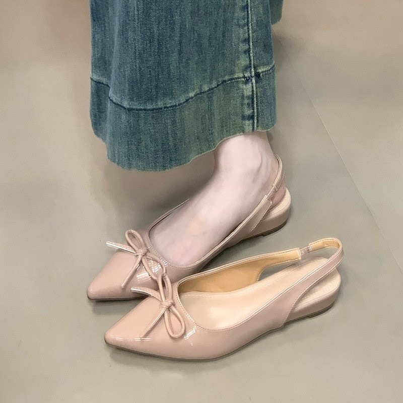 Pink Baotou Sandals for Women 2025 New Style Bow Back Air Fashion Versatile Pointed Single Shoes Pink Baotou Sandals for Women 2025 New Style Bow Back Air Fashion Versatile Pointed Single Shoes