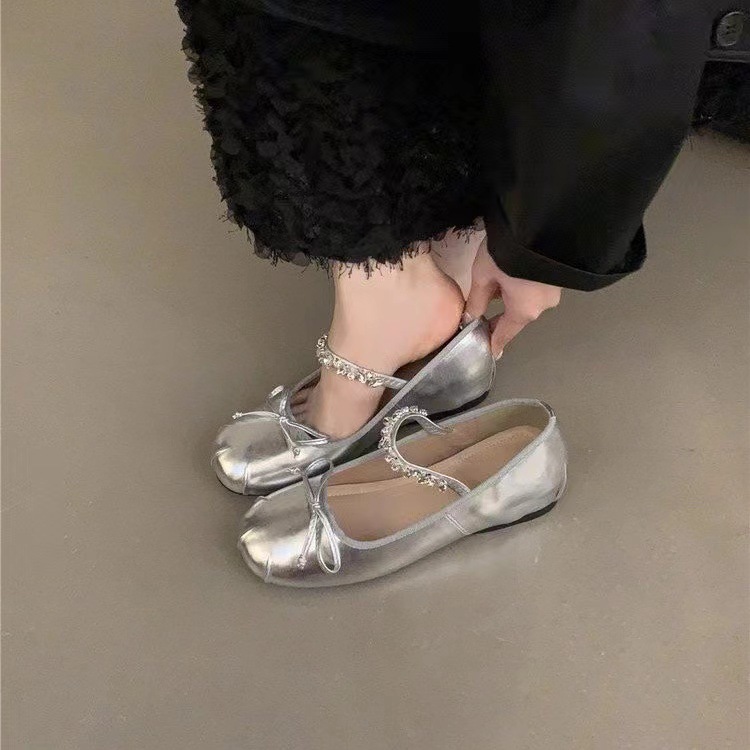 Internally elevated pink ballet single shoes for women 2024 new French spring and autumn Mary Jane gentle evening shoes Internally elevated pink ballet single shoes for women 2024 new French spring and autumn Mary Jane gentle evening shoes