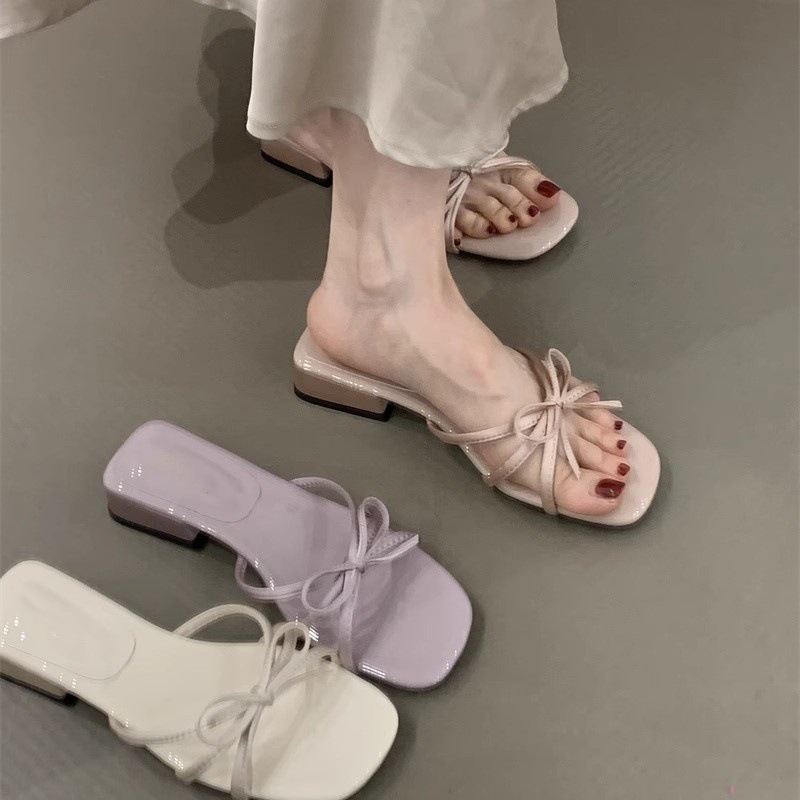 Gentle Fairy Cool Slippers 2025 New French Sweet and Elegant Butterfly Dew Toe Strap Temperament Sandals