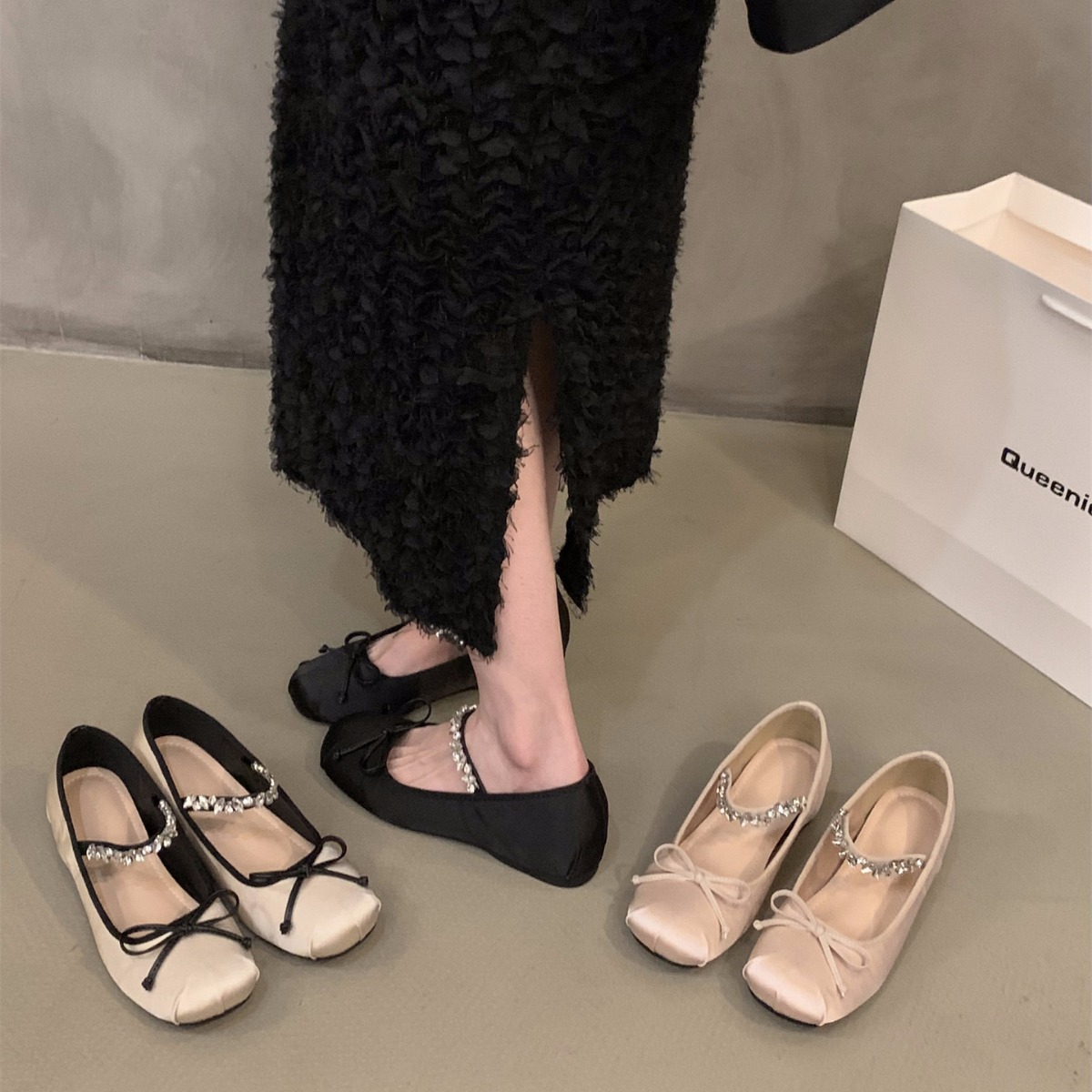 Internally elevated pink ballet single shoes for women 2024 new French spring and autumn Mary Jane gentle evening shoes Internally elevated pink ballet single shoes for women 2024 new French spring and autumn Mary Jane gentle evening shoes