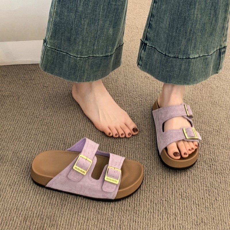 Thick soled Boken shoes for women 2025 new cool slippers for women's summer outdoor wear, with a high-end feel and increased Boken beach sandals