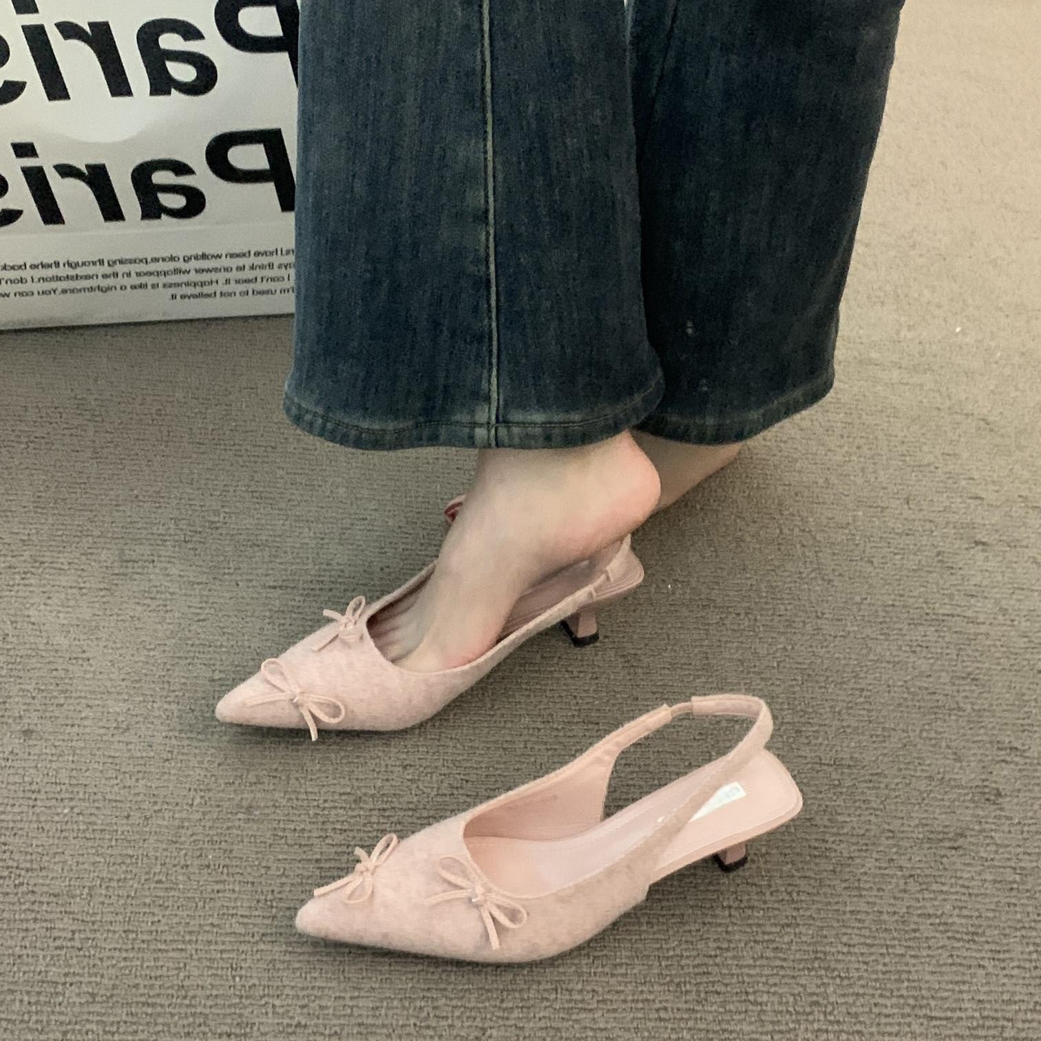 Niche French Bare Apricot High Heels, Baotou Sandals, Fairy Shoes, 2025 Spring and Summer Evening Pointed Fine Tailored Shoes Niche French Bare Apricot High Heels, Baotou Sandals, Fairy Shoes, 2025 Spring and Summer Evening Pointed Fine Tailored Shoes
