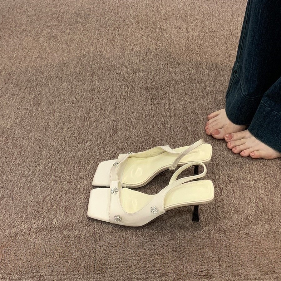 High heels, French style open toed sandals for outdoor wear, 2025 new summer dress, slim heels sandals High heels, French style open toed sandals for outdoor wear, 2025 new summer dress, slim heels sandals