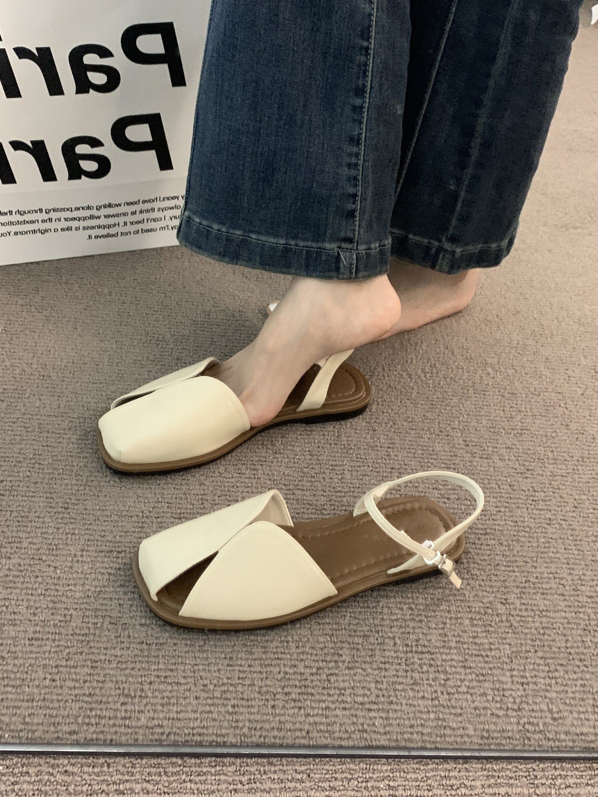 Evening Breeze Brown Baotou Tourist Sandals for Women Wearing Outside 2025 Summer French Retro Fairy Mary Jane Roman Shoes Evening Breeze Brown Baotou Tourist Sandals for Women Wearing Outside 2025 Summer French Retro Fairy Mary Jane Roman Shoes