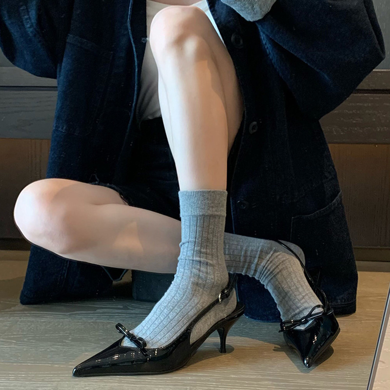 Fashionable essence! High heeled toe cap sandals for women 2024 new item bow black pointed thin heel with empty back temperament single shoe Fashionable essence! High heeled toe cap sandals for women 2024 new item bow black pointed thin heel with empty back temperament single shoe