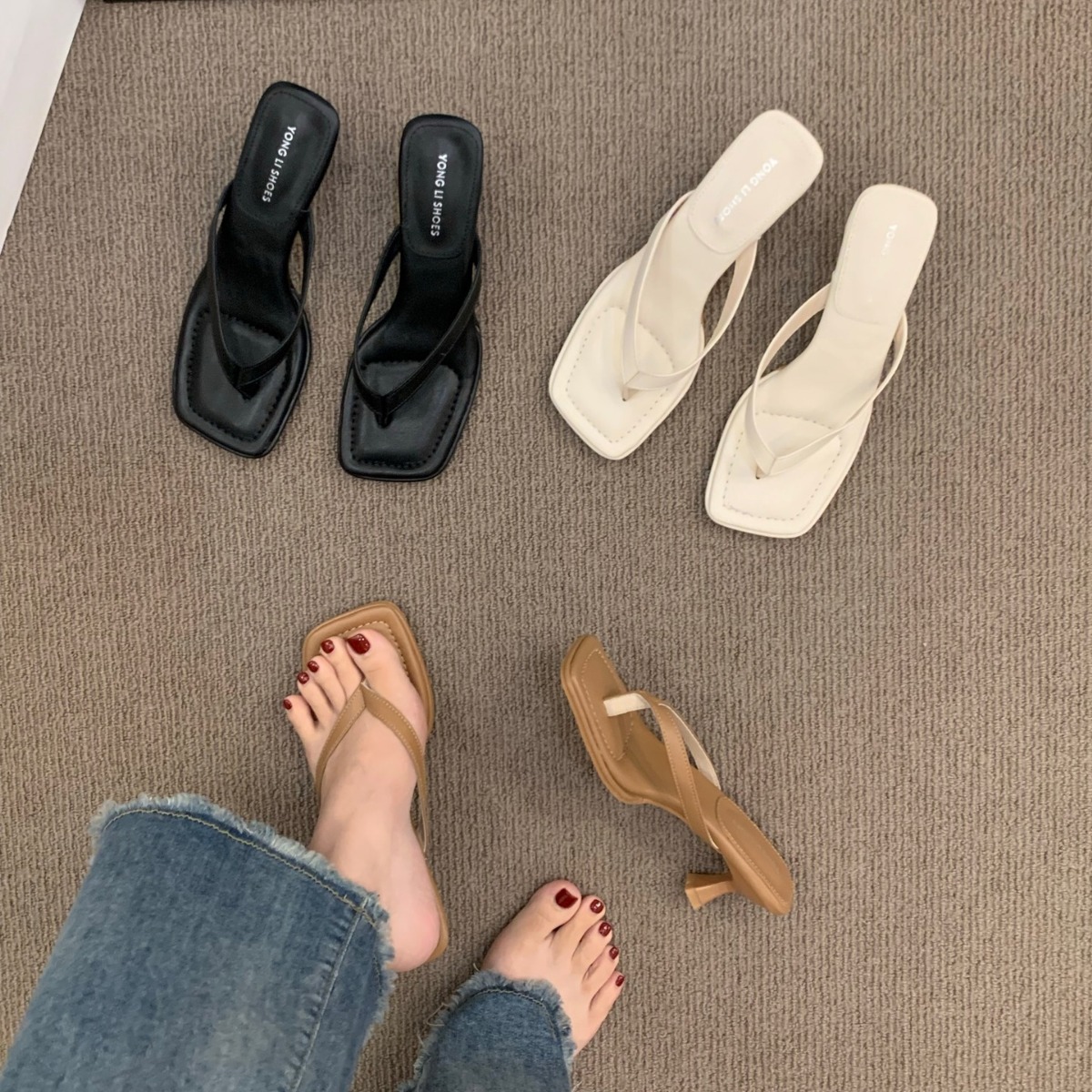 French sandals, flip flops, fairy shoes for summer wear, 2024 new minimalist toe high-heeled sandals French sandals, flip flops, fairy shoes for summer wear, 2024 new minimalist toe high-heeled sandals