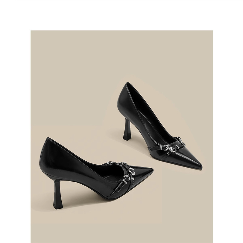 Black light mature and beautiful high heels for women 2024 new French style versatile pointed thin follow-up shoes paired with skirts Black light mature and beautiful high heels for women 2024 new French style versatile pointed thin follow-up shoes paired with skirts