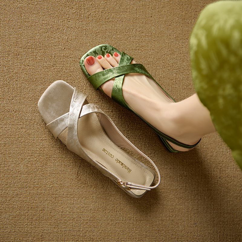 Cross shaped Roman sandals for women 2024 new summer women's shoes new Chinese style shoes flat shoes