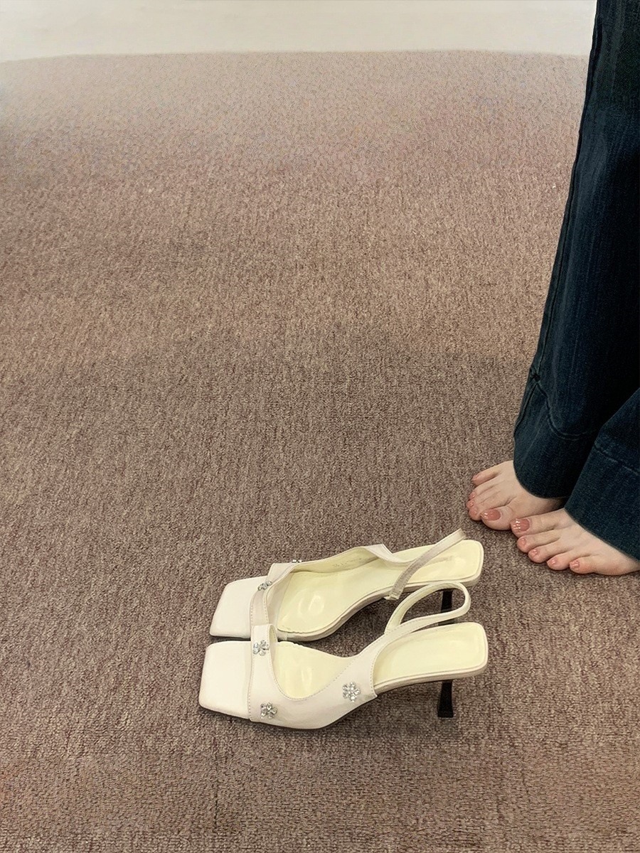 High heels, French style open toed sandals for outdoor wear, 2025 new summer dress, slim heels sandals High heels, French style open toed sandals for outdoor wear, 2025 new summer dress, slim heels sandals