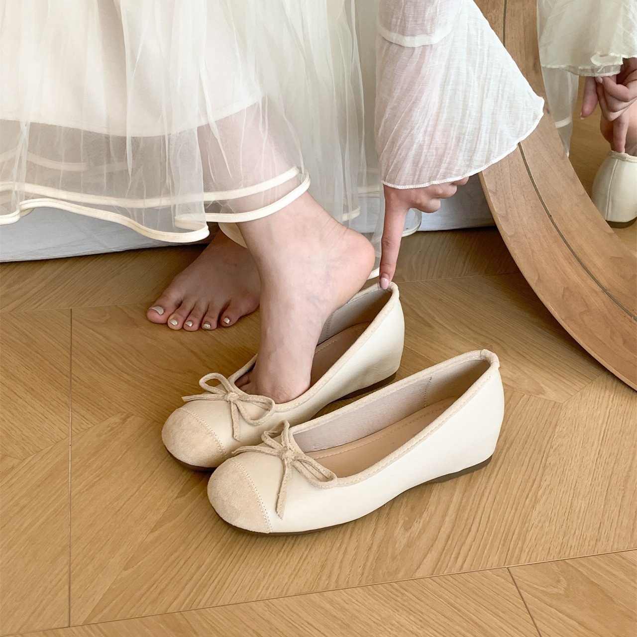 Interior height increasing version~French fairy style shallow bow single shoe for women in spring and autumn soft sole color blocked small fragrant style single shoe Interior height increasing version~French fairy style shallow bow single shoe for women in spring and autumn soft sole color blocked small fragrant style single shoe