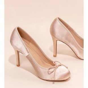 High heeled shoes for women, 2025 new spring, slim heel, round toe, bow, satin, ballet, gentle French temperament, single shoe, black High heeled shoes for women, 2025 new spring, slim heel, round toe, bow, satin, ballet, gentle French temperament, single shoe, black