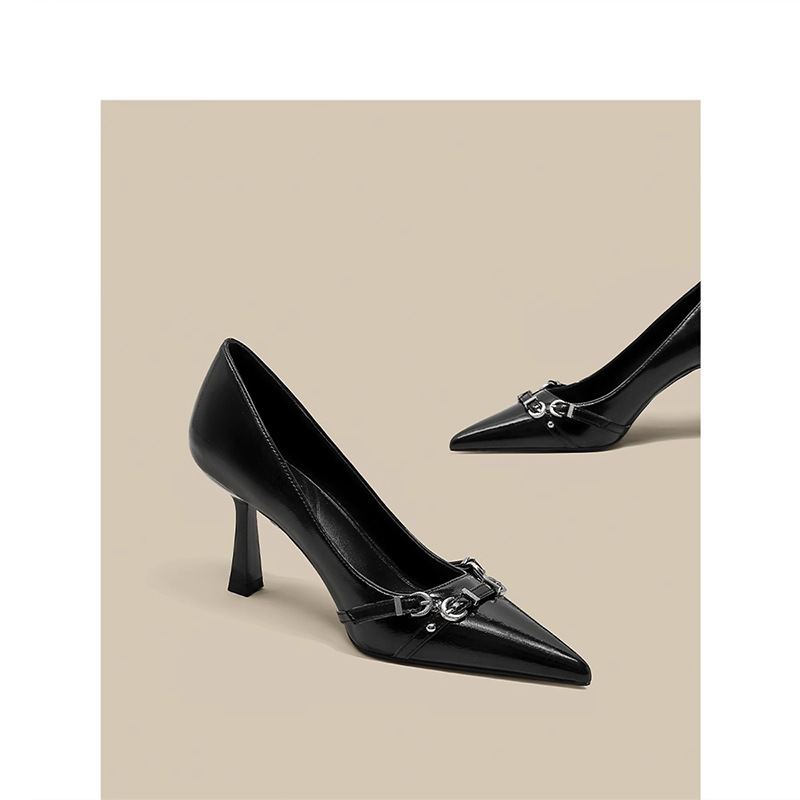 Black light mature and beautiful high heels for women 2024 new French style versatile pointed thin follow-up shoes paired with skirts