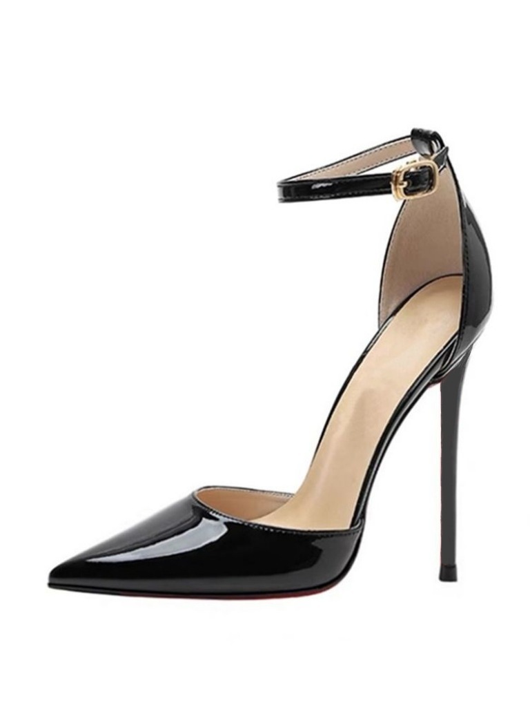 2023 Spring/Summer New Lacquer One Button High Heels for Women, Thin Heels, Sexy Pointed Black Hollow Headrest Sandals 2023 Spring/Summer New Lacquer One Button High Heels for Women, Thin Heels, Sexy Pointed Black Hollow Headrest Sandals