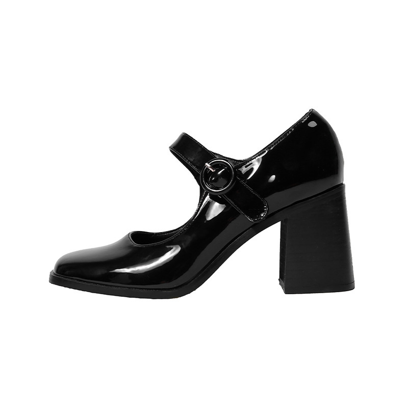 Mary Jane Shoes Women's Retro British Style Hepburn Black High Heels One Button Thick Heels Square Head Single Shoes Women Mary Jane Shoes Women's Retro British Style Hepburn Black High Heels One Button Thick Heels Square Head Single Shoes Women