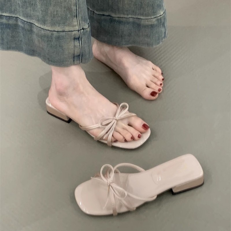 Gentle Fairy Cool Slippers 2025 New French Sweet and Elegant Butterfly Dew Toe Strap Temperament Sandals Gentle Fairy Cool Slippers 2025 New French Sweet and Elegant Butterfly Dew Toe Strap Temperament Sandals
