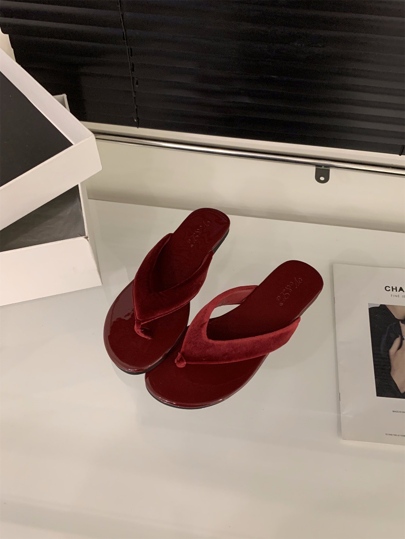 Flat bottomed leopard print flip flops women's shoes 2024 summer outdoor beach French style sandals red sandals Flat bottomed leopard print flip flops women's shoes 2024 summer outdoor beach French style sandals red sandals