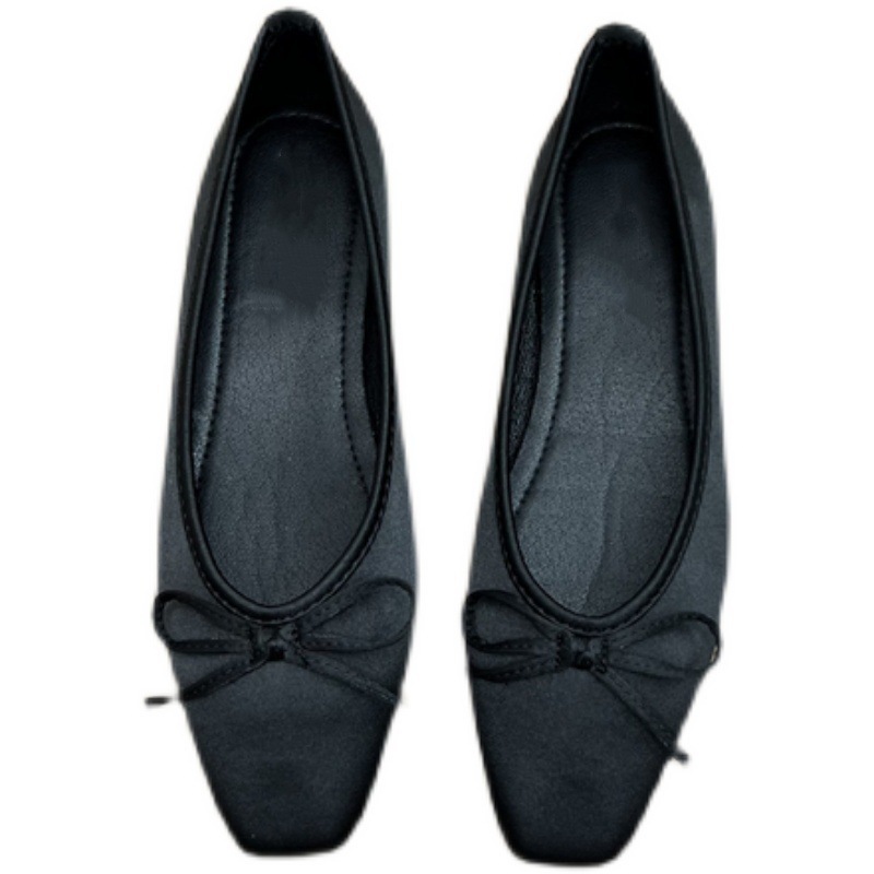 Niche Design French Gentle Bow Square Head Flat Single Shoes for Women 2024 Spring New Silk Bean Scoop Shoes Niche Design French Gentle Bow Square Head Flat Single Shoes for Women 2024 Spring New Silk Bean Scoop Shoes