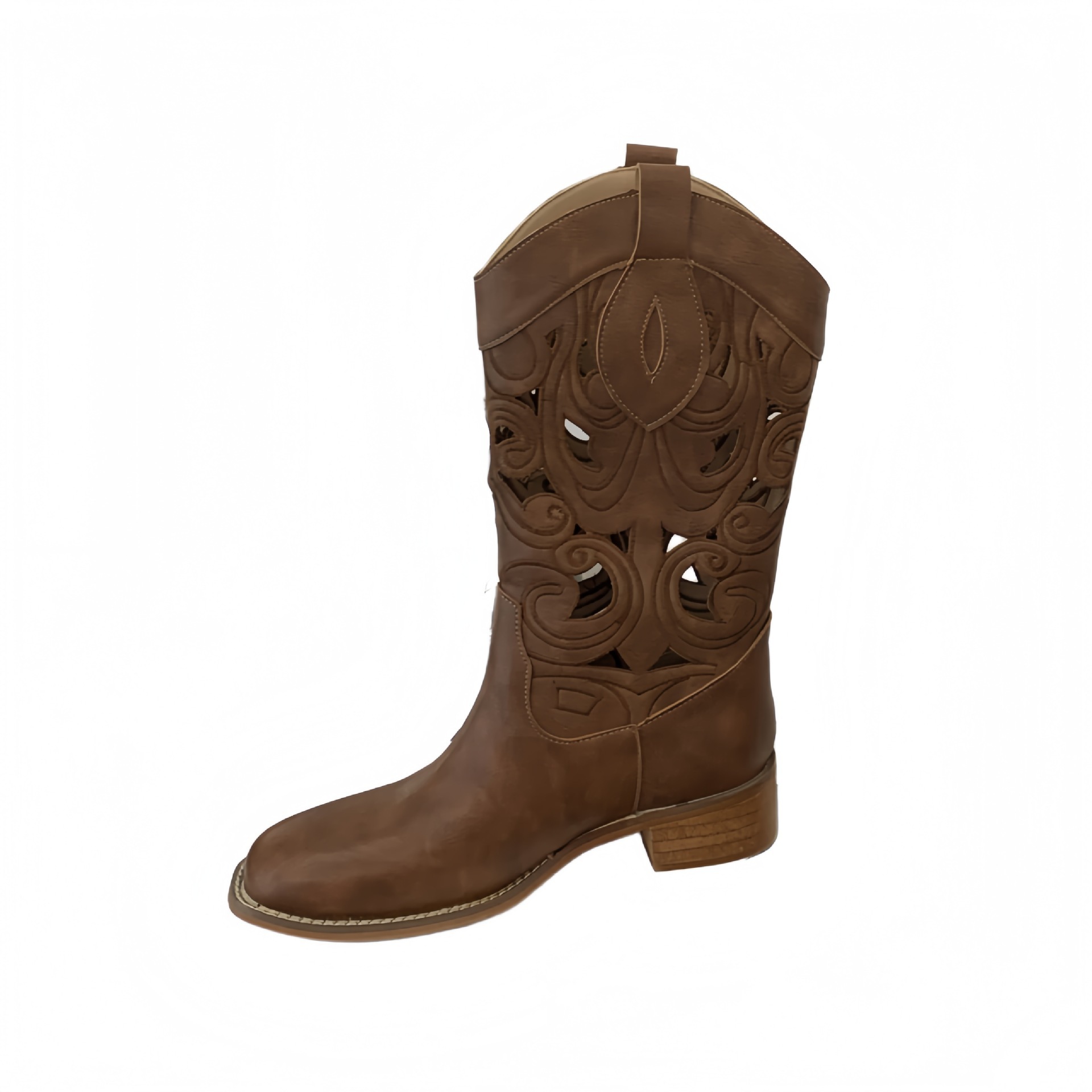 Retro Embroidered Western Cowboy Boots 2025 New Summer Women's Boots Coarse Heel Short Boots Hollow Middle Sleeve Knight Boots Women Retro Embroidered Western Cowboy Boots 2025 New Summer Women's Boots Coarse Heel Short Boots Hollow Middle Sleeve Knight Boots Women