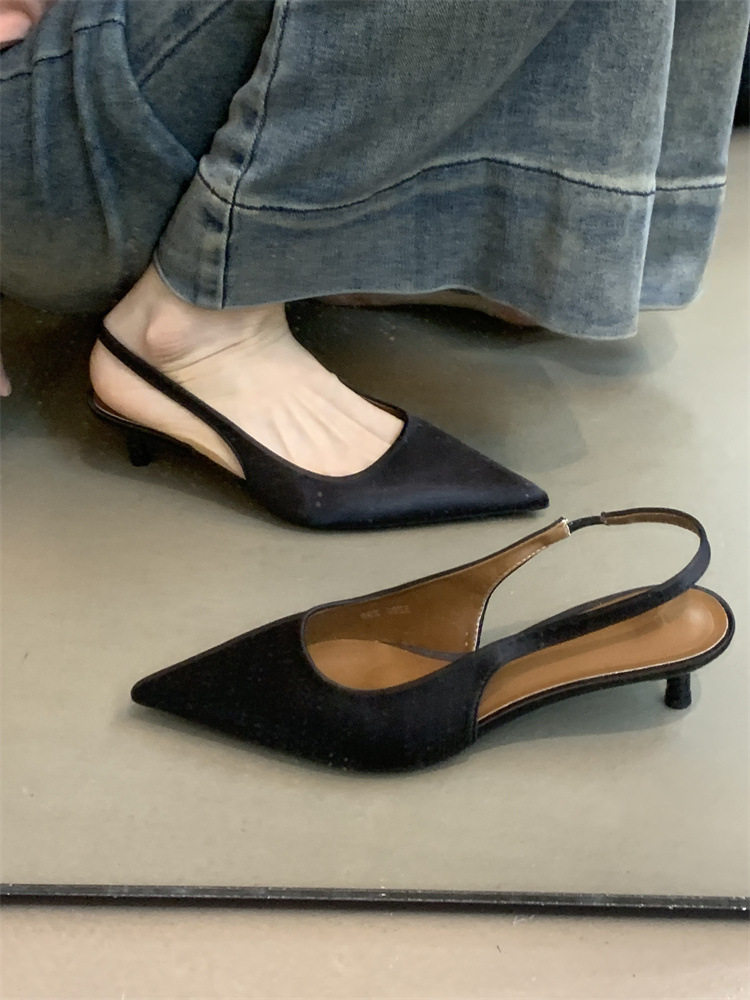 Good temperament, wearing high heels for women, 2024 autumn French gentle and elegant purple pointed shallow mouth fine heeled toe sandals Good temperament, wearing high heels for women, 2024 autumn French gentle and elegant purple pointed shallow mouth fine heeled toe sandals