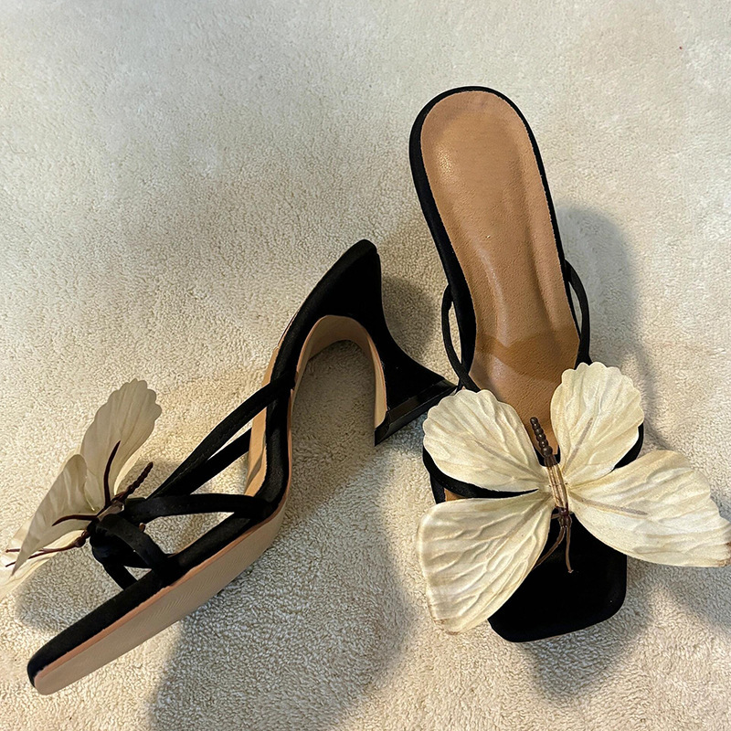 Small niche design butterfly one line high heels 2025 new fairy temperament coarse heel sandals Small niche design butterfly one line high heels 2025 new fairy temperament coarse heel sandals