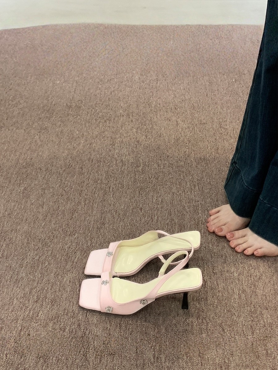 High heels, French style open toed sandals for outdoor wear, 2025 new summer dress, slim heels sandals High heels, French style open toed sandals for outdoor wear, 2025 new summer dress, slim heels sandals