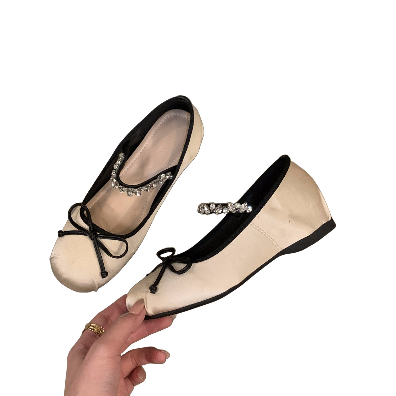 Internally elevated pink ballet single shoes for women 2024 new French spring and autumn Mary Jane gentle evening shoes Internally elevated pink ballet single shoes for women 2024 new French spring and autumn Mary Jane gentle evening shoes