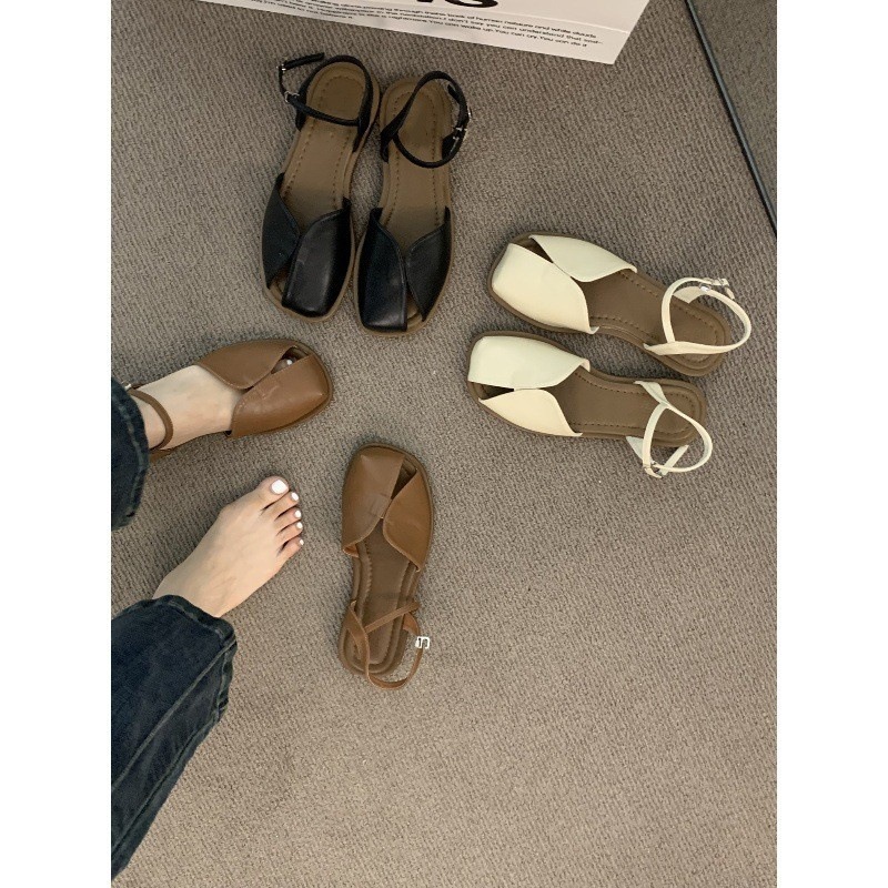 Evening Breeze Brown Baotou Tourist Sandals for Women Wearing Outside 2025 Summer French Retro Fairy Mary Jane Roman Shoes Evening Breeze Brown Baotou Tourist Sandals for Women Wearing Outside 2025 Summer French Retro Fairy Mary Jane Roman Shoes