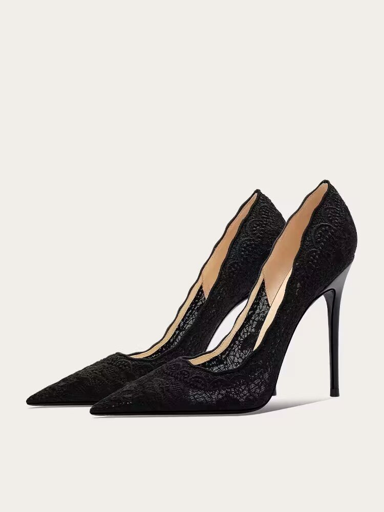 White high heels wedding shoes for women in the spring of 2025, new pointed and fine heel embroidered lace dress bridal shoes White high heels wedding shoes for women in the spring of 2025, new pointed and fine heel embroidered lace dress bridal shoes