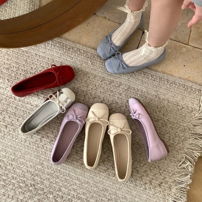 Interior Height Enhancement Edition~French Bow Shallow Mouth Single Shoes for Women Spring and Autumn Gentle Pink Soft Bottom Ballet Evening Shoes
