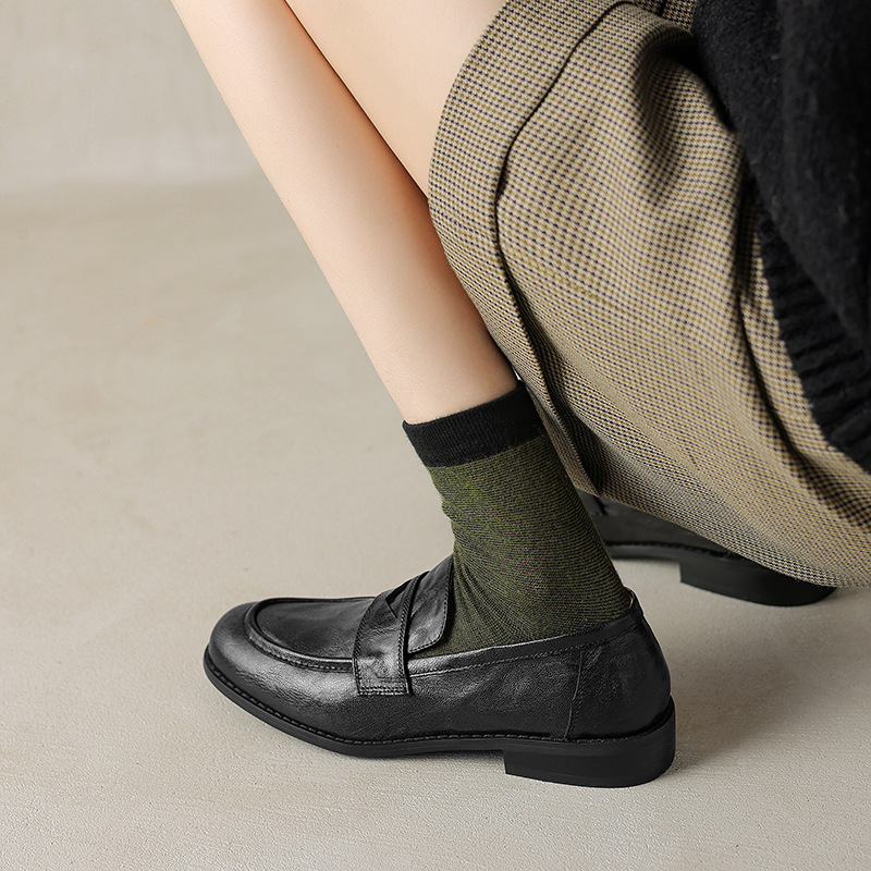 Round toe, one foot, Le Fu shoes, women's English small leather shoes, simple and versatile, low order shoes Round toe, one foot, Le Fu shoes, women's English small leather shoes, simple and versatile, low order shoes